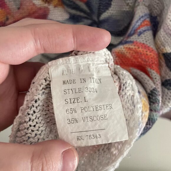 Luisa Ricci Women SZ L Gray Floral Print Dolman Sleeve Lightweight Knit Sweater - Picture 8 of 8